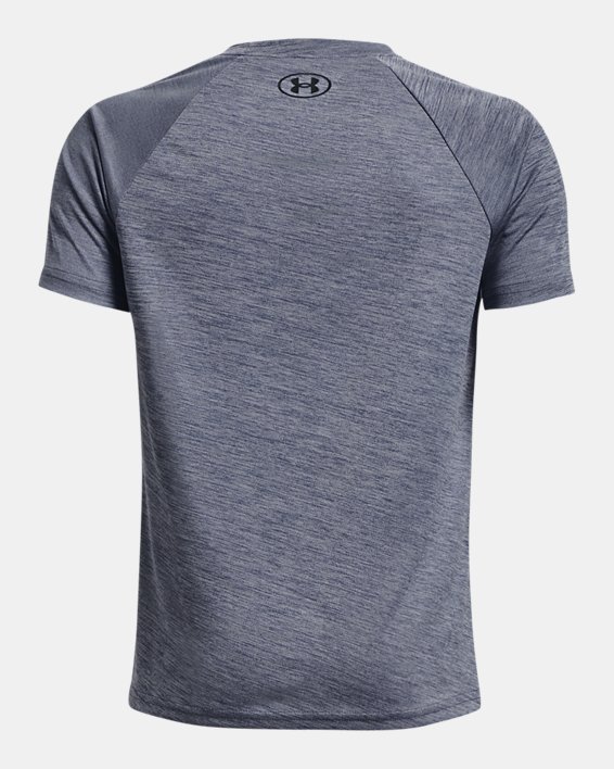Boys' UA Tech™ Split Logo Hybrid Short Sleeve in Gray image number 1